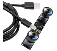 ELP USB Camera 60fps 4MP synchronization dual lens USB camera with 120 degree lens without distortion 1080P high speed 3D stereo PC computer camera for biometric VR recognition