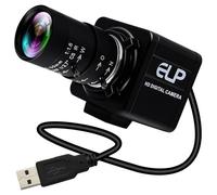 ELP USB Camera 8MP 10X Optical Zoom Webcam 5-50mm Varifocal Lens, USB Webcam With CMOS IMX179 Image Sensor Video Conference Close-up Web Cameras Plug and Play For Windows Linux Raspberry Pi Camera