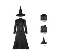 (Elphaba Printing, XXL) Wicked One Part Cosplay Costume Dresses Trench Coat Halloween Party Up Dress