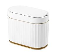 ELPHECO 5 Litres Mini Desktop Trash Can with Lid, 1.3 Gallon Motion Sensor Waterproof Countertop Trash Can, Small Plastic Garbage Bin for Desk, Bedroom, Golden