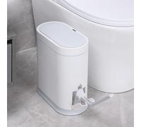 ELPHECO Bathroom Slim Plastic Trash Can with Toilet Brush 2.5 Gallon Waterproof Smart Garbage can with lid Motion Sensor Waste Bin Automatic Garbage Bin for Bathroom(White)