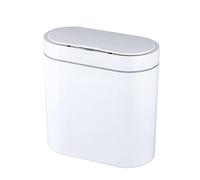 ELPHECO Bathroom Trash Bin with Lid, 2.5 Gallon Waterproof Motion Sensor, 9.5 Litres Slim Plastic Narrow Bedroom Trash Can, Small, White