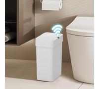 ELPHECO Bathroom Trash Can with Lid 2.5 Gallon Motion Sensor Slim Garbage Can Small Touchless Trash Bin Bathroom Decor 9.5 Liter Smart Waste Basket for Bedroom, Living Room, Toilet, White
