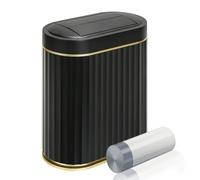 ELPHECO Bathroom Trash Can with Lid Butterfly, Motion Sensor Trash Can Bathroom Decor Automatic Garbage Can Wastebasket Bathroom Accessories, Kitchen, Living Room, Office, Black Gold