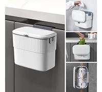 ELPHECO Hanging Small Waste Bin with Lid for Kitchen Cabinet Door, Kitchen Compost Bin for Under Sink, Plastic Wall-Mounted Waste Bin (1.8 Gallon)