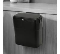 ELPHECO Hanging Trash Can with Lid 2.5 Gallon Kitchen Compost Bin for Under Sink, Plastic Wall-Mounted Garbage Can, Small Kitchen Trash Bin, Small Trash Can with Lid for Office, Bathroom, Black