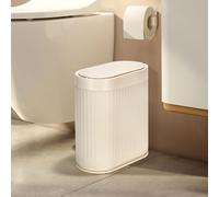 ELPHECO Motion Sensor Trash Can 2 Gallon Plastic Smart Garbage Can Waterproof Wastebasket Narrow Garbage Bin with Automatic lid for Bathroom, Bedroom, Kitchen, and Office (Beige)