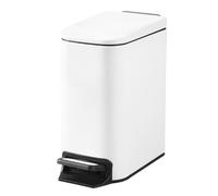 ELPHECO Small Bathroom Trash Can with Lid Soft Close 1.8 Gallon / 6.8 Liter Stainless Steel Garbage Can Slim White Wastebasket for Bathroom, Office, Bedroom, Matte White