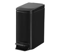 ELPHECO Small Bathroom Trash Can with Lid Soft Close 1.8 Gallon / 6.8 Liter Stainless Steel Garbage Can Slim Black Wastebasket for Bathroom, Office, Bedroom, Matte Black