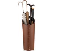 ELPMD Brown Leather Umbrella Holder Indoor Umbrella Stand Rack for Entryway Tall Bucket That won't Fall Down Storage 10 Different Sizes of Canes Walking Sticks Toy Swords etc