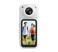 Elprico 2.7K Thumb Action Camera,Mini Body Camera,Wearable Pocket Cam with Magnetic Lanyard,1.47" HD Display,180 ° Rotating Lens for Portable Vlogging and Pet Walking Travel (White)