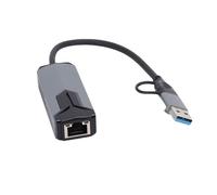 Elprico 5Gbps USB C to Ethernet Adapter, 5000Mbps 2 in 1 USB A Type C to RJ45 Network Converter, Aluminum Case for Wins 10, OS X10.6-11. X, Linux Kernel 5. X or Higher, Chrome