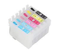 Elprico 6 Colors Refillable Ink with Permanent Permanent Chip for Clear Print Photos Documents for Printer Inkjet Pp Material Black Cyan Magenta Yellow Light Cyan Light Magenta, Applicable for