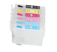 Elprico 6 Colors Refillable Ink with Permanent Permanent Chip for Clear Print Photos Documents for Printer Inkjet Pp Material Black Cyan Magenta Yellow Light Cyan Light Magenta, Applicable for