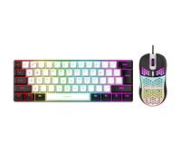 Elprico 61 Key RGB Illuminated Keyboard with Mouse,Wired Gaming Keyboard Multi Color LED Backlit Wired Gaming Keyboard for Tablet Laptop (White Center Black Frame)