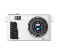 Elprico 8K Digital Camera, 88MP Autofocus Vlogging Camera with 18x Digital Zoom & WiFi, Point and Shoot Camera with 3.0 Inch Flip Screen for YouTube Live Streaming (White)