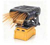 Elprico Battery Powered Space Heater for DeWalt, 200W Portable Cordless Heater with 2 Temp Settings and USB Charging Ports, for DeWalt 20V 60V Li Ion Battery DCB206 DCB208