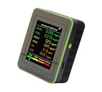Elprico CO2 TVOC HCHO PM2.5 PM10 Air Quality Detector Portable LCD Display for Rechargeable More in the Workplace Classroom (Black and Green)