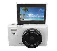 Elprico Compact WiFi Camera with 75MP, 5K Ultra HD Video, AI Autofocus, Smile Detection, and 18X Digital Zoom, for Travel, Vlog, and Anti Shake Photography (White)