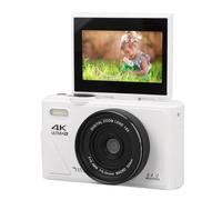Elprico Digital Camera 4K,64MP UHD 18X Zoom Autofocus Retro Compact Digital Camera with 3 Inch Flip Screen for Travel Photography Vlogging (White)