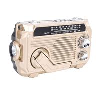 Elprico Emergency Hand Crank Radio, Solar Powered AM FM SW Portable Radio with Bluetooth 5.2 Speaker and Strobe Flashlight, for Camping Power Outage and Outdoor Survival (Khaki)