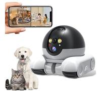 Elprico Moving Camera Robot,1080P Double Lens Robot Camera with Wheels, App Remote Control, Two Way Talk, 5200mAh Long Battery,WIFI Pet Camera for Cats Dogs
