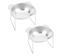 Elprico Multifunctional Elevated Cat Bowls Durable Stainless Steel Feeding Solutions for Cats 2 Units