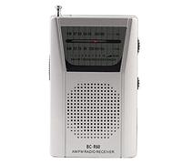 Elprico Portable Mini Radio, AM/FM Personal Radio with Telescopic Antenna, Built-in Speaker, Standard Earphones Jack, Silver