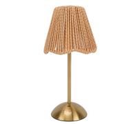 Elprico Rattan Table Lamp, Rechargeable Bedside Lamp with Touch Control and 1200mAh Battery, LED Nightstand Light for Bedroom Living Room Restaurant