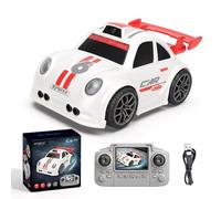 Elprico RC Drift Car with Camera, 1080p Intelligent AI Tracking Racing Vehicle with 2.4 Inch LCD Screen Remote for Boys Beginners (White)