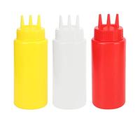 Elprico Squeeze Bottle, 3pcs 3 Hole Squeeze Condiment Bottle with Lid for Salad Dressing Sauces Ketchup Sauces Bottle Ketchup Bottle