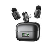 Elprico USB C Lavalier Microphone, Wireless Mini Mic for Type C Android Phone/Tablet/PC Video Recording, Clip-on AI Noise Reduction & Voice Changer Lapel Mic, Ideal for Vlog Youtube (Black Apricot)