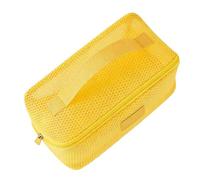 Elprico Visual Mesh Design Large Capacity Toiletry Pouch for Effortless Makeup Organization, Travel and Daily Commutes (Yellow)