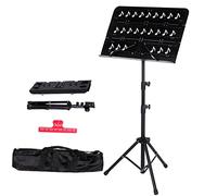 ELQW sheet music stands with Carrying Bag & Clip, Guitar Book holder profession Adjustable height, tall 80-150cm, Three sections Folding panel,C-750