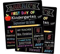 Elrachen First & Last Day of School Chalkboard, 10 x 12 Inch Double Sided Back to School Sign for Kids/Girls/Boys, Reusable Wooden 1st Day of Presc...