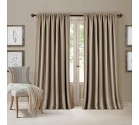 Elrene All Seasons Blackout Window Curtain Panel, Room-Darkening Rod-Pocket and Back Tab Curtain, 52"x95", Taupe, 1 Panel