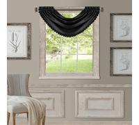 Elrene All Seasons Room-Darkening Waterfall Window Valance, Accessory for Bedroom or Living Room Windows with Rod Pocket Tabs, 52" x 36", Black, 1 Valance