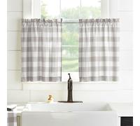 Elrene Buffalo Check Window Kitchen Tier Set, Cotton, Gray/White, 30" W x 24" L (Pack of 2)
