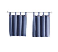 Elrene Button Window Kitchen/Café and Bathroom Tier Set of 2, Blue, 30" W x 36" L (Pack of 2)