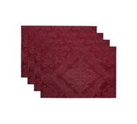 Elrene Damask Placemat Set of 4, Polyester, Cranberry, 13" x 19"