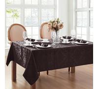 Elrene Damask Tablecloth, Polyester, Black, 60" x 144" Oblong/Rectangle