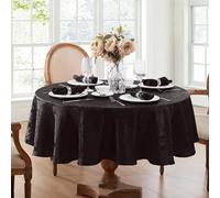 Elrene Damask Tablecloth, Polyester, Black, 70 Inches Round