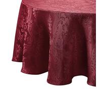 Elrene Damask Tablecloth, Polyester, Cranberry, 70 Inches Round