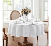 Elrene Damask Tablecloth, Polyester, White, 70 Inches Round