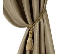 Elrene Home Fashions 26865902495 Tassel Tieback Rope Cord Fabric Single Window Curtain Treatment Drape Accessories, 24", Gold