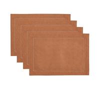 Elrene Home Fashions Alison Eyelet Border Design Cloth Wrinkle Resistant Fabric Placemat, Set of 4, 13"x19", Terracota