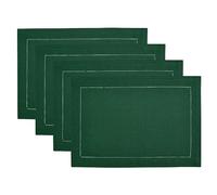 Elrene Home Fashions Alison Hemstitch Border Cloth Fabric Placemat, Set of 4, 13"x19", Forest