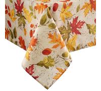 Elrene Home Fashions Autumn Leaves Fall Printed Wrinkle Resistant Tablecloth, Holiday Table Cover for Formal or Everyday Use, 60"x102" Oblong/Rectangle