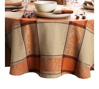 Elrene Home Fashions Autumnal Harvest Jacquard Woven Fall Foilage Thanksgiving Cotton Tablecloth, 70" Round