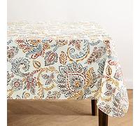 Elrene Home Fashions Ava Floral Jacobean Water- and Stain-Resistant Vinyl Tablecloth with Flannel Backing, 52 Inches X 70 Inches, Rectangle